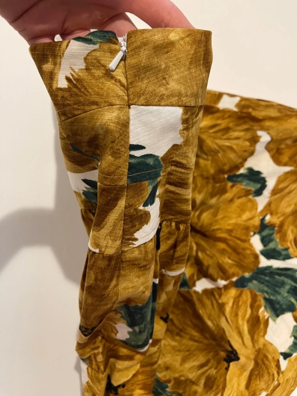 Etcetera High-Rise Floral Circle Skirt in Mustard Yellow